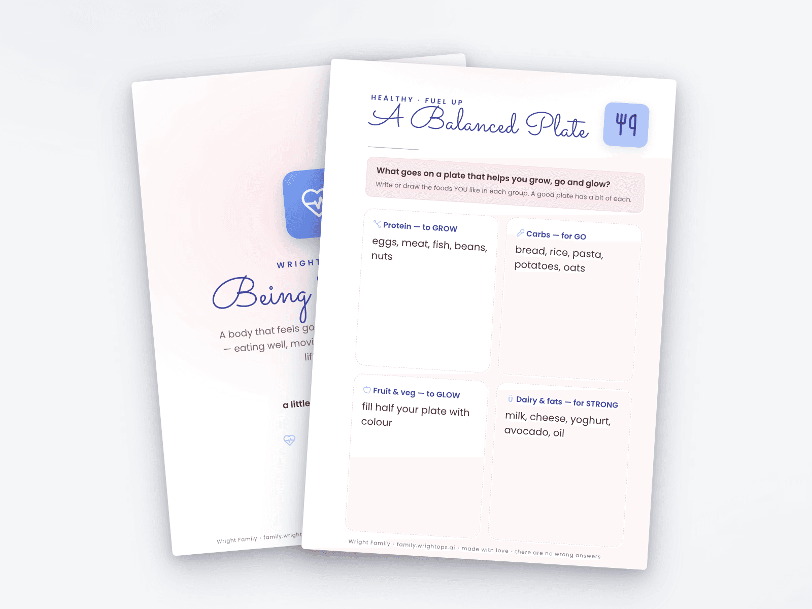 Being Healthy printable pages